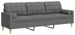 Sofa 3-osobowa z poduszkami, ciemnoszara, 210 cm, obita tkaninÄ