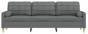 Sofa 3-osobowa z poduszkami, ciemnoszara, 210 cm, obita tkaninÄ