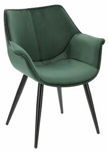 Welwetowe krzesło tapicerowane zielone - Nollo 2X
