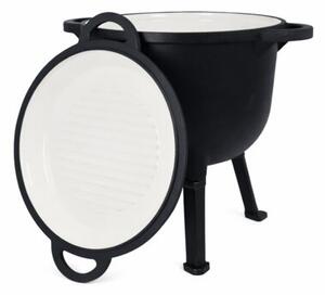 Kociołek żeliwny garnek na ognisko 2w1 emaliowany 10L grill ROSSNER