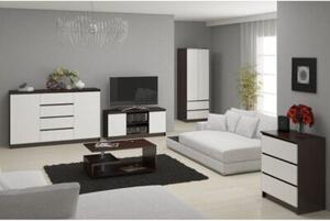 Komoda do sypialni, 5 szuflad, STILO, 60x40x121 cm, wenge, biel, mat | TYLETEGOTU