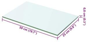 Półki, 2 szt., panel z przezroczystego szkła, 50 x 25 cm