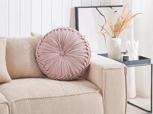 Poduszka ozdobna dekoracyjna okrągła plisowana 40 cm różowa Udala Beliani