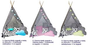 Kolorowy namiot tipi z 3 poduszkami - Loster