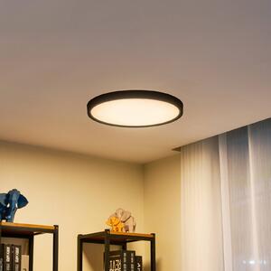 Inteligentna lampa sufitowa Pravin Lindby, możliwość ściemniania, czarny, salon / jadalnia, tworzywo sztuczne, nowoczesny
