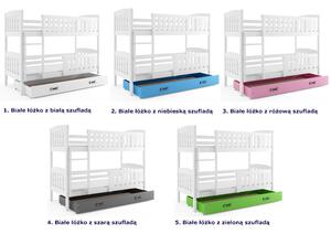 Dziecięce łóżko piętrowe z zieloną szufladą 80x190 - Elize 2X