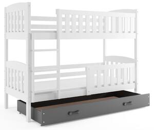Drewniane łóżko dla dzieci z szarą szufladą 80x190 - Elize 2X