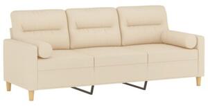 Sofa 3-osobowa z poduszkami, kremowa, 180 cm, tkanina