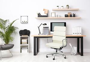 Biały fotel biurowy skórzany - Salemo
