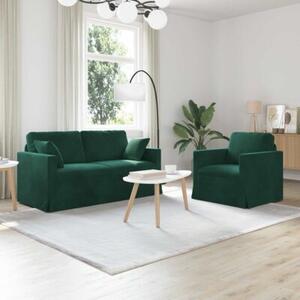 Modularna sofa aksamitna w ciemnej zieleni z czarnymi akcentami