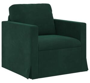 Modularna sofa aksamitna w ciemnej zieleni z czarnymi akcentami