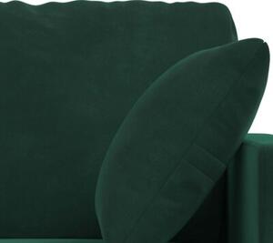 Modularna sofa aksamitna w ciemnej zieleni z czarnymi akcentami