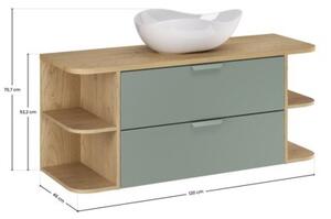 Zestaw mebli łazienkowych 120cm z blatem i umywalką nablatową Cloud Aster Green