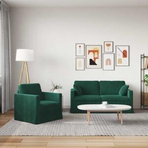 Modularna sofa aksamitna w ciemnej zieleni z czarnymi akcentami