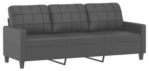Sofa, 3-osobowa czarna, 180 cm, obita sztucznÄ skÃ³rÄ
