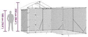 Kojec dla psa, z dachem, srebrny, 4x4x2,5 m, stal galwanizowana