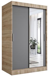 Garderoba przesuwna z lustrem dąb sonoma + antracyt R4-P77