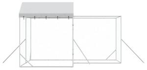 Kojec dla psa, z dachem, srebrny, 4x4x2,5 m, stal galwanizowana