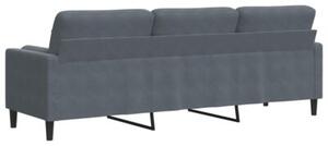 Sofa 3-osobowa z poduszkami, ciemnoszara, 210 cm, aksamit