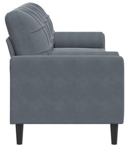 Sofa 3-osobowa z poduszkami, ciemnoszara, 210 cm, aksamit