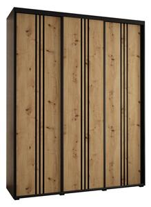 Szafa przesuwna wysoka Davos 6 190, gł. 60 cm czarny + artisan + czarny