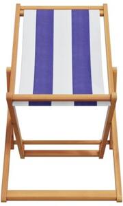 Składane krzesło plażowe, niebiesko-białe, eukaliptus i tkanina