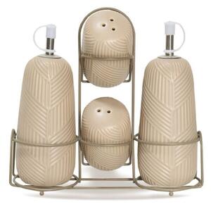Ceramiczny zestaw do przypraw 5-ele przyprawnik Geometry Beige MAESTRO