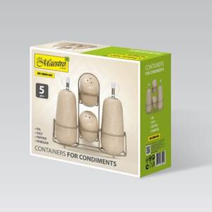 Ceramiczny zestaw do przypraw 5-ele przyprawnik Geometry Beige MAESTRO