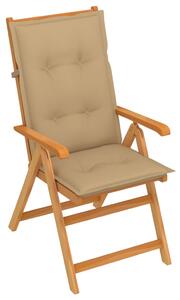 Krzesło ogrodowe z beżowymi poduszkami, lite drewno tekowe
