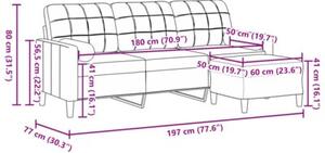 Sofa 3-osobowa z podnÃ³Å¼kiem, ciemnoszary, 180 cm, aksamit