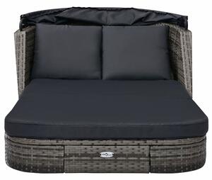 Leżak łóżko ogrodowe z baldachimem Talima - antracytowy