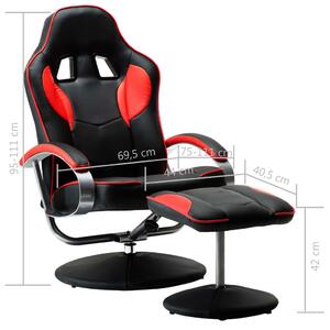 Czarno-czerwony fotel gamingowy z podnóżkiem - Endy