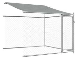 Klatka dla psa, z dachem i drzwiami, szara, 6x2x2 m, stal