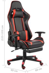 Czarno-czerwony fotel gamingowy z podnóżkiem - Epic Gamer