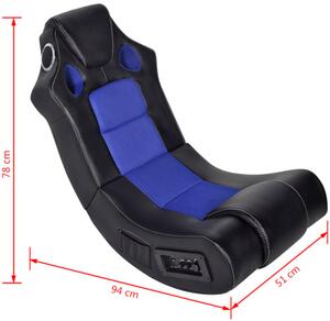 Czarno-niebieski fotel gamingowy z głośnikami - Volume