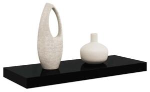 Półka ścienna, wysoki połysk, czarna, 60x23,5x3,8 cm, mdf