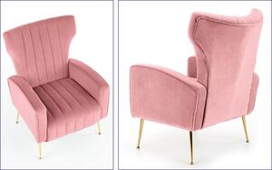 Różowy tapicerowany fotel glamour - Marson
