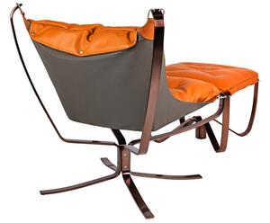 Pomarańczowy fotel wypoczynkowy z podnóżkiem - Liria