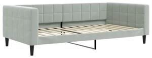 Sofa rozsuwana z szufladami, jasnoszara, 100x200 cm, aksamit