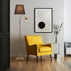 Lampa podłogowa Artemis plus, złota podstawa, czarny abażur