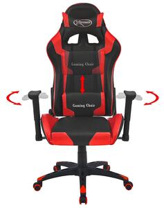 Czarno-czerwony fotel gamingowy z poduszkami - Trevos