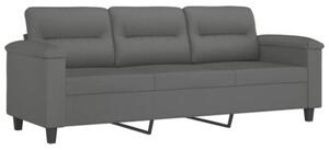 Sofa 3-os. z podnÃ³Å¼kiem, ciemnoszara, 180 cm, obita mikrofibrÄ