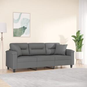 Sofa 3-osobowa z poduszkami, ciemnoszara, 180 cm, mikrofibra