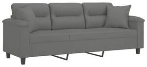 Sofa 3-osobowa z poduszkami, ciemnoszara, 180 cm, mikrofibra