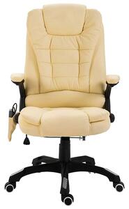 Kremowy fotel biurowy podgrzewany z masażem - Osario
