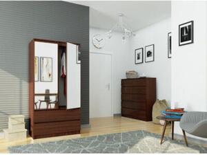 Szafa do sypialni, 2 szuflady, lustro, DORMI, 90x51x180 cm, wenge, mat | TYLETEGOTU