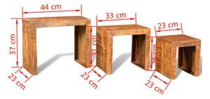 Zestaw trzech stolików drewnianych - Tomino 2X