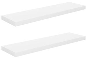 Półki ścienne, 2 szt, wysoki połysk, białe, 90x23,5x3,8 cm, mdf