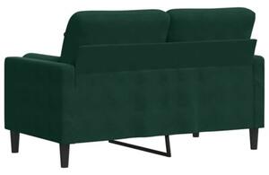 Sofa 2-osobowa z poduszkami, ciemnozielona, 120 cm, aksamit