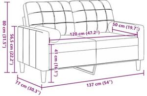 Sofa 2-osobowa z poduszkami, niebieska, 120 cm, aksamit